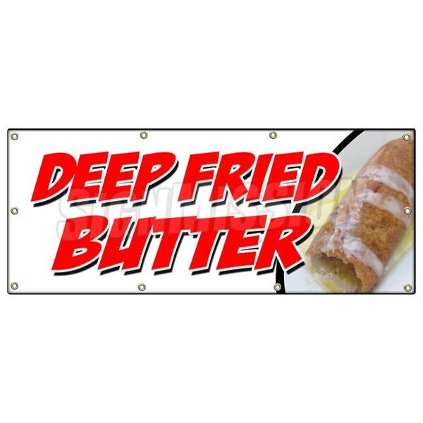 DEEP FRIED BUTTER BANNER SIGN balls on a stick dipped flavored glazed